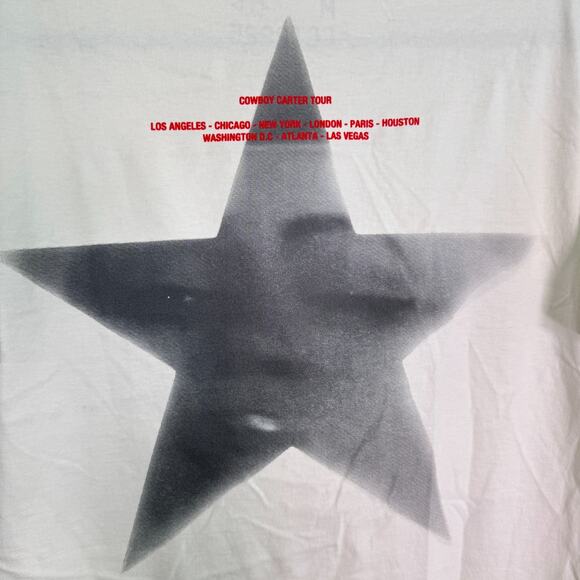 Beyonce Cowboy Carter Tour Shirt Medium CCT Ghost Star Tee Horseshoe 2025 Merch - Picture 6 of 9